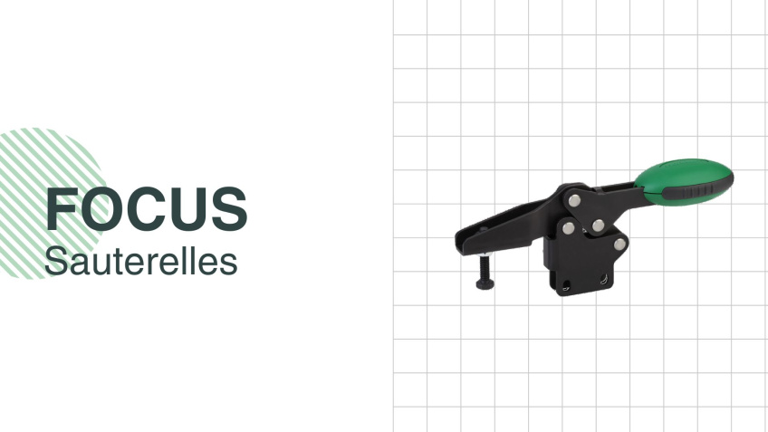 Sauterelle à levier horizontal avec embase horizontale et broche de pression réglable